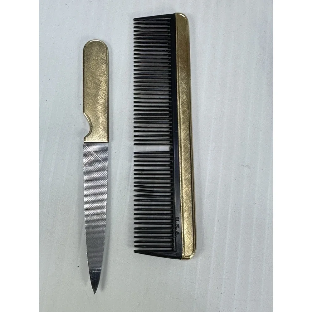 Vintage Travel Personal Grooming Kit Scissors Comb‎ Nail File Cuticle Tool Case